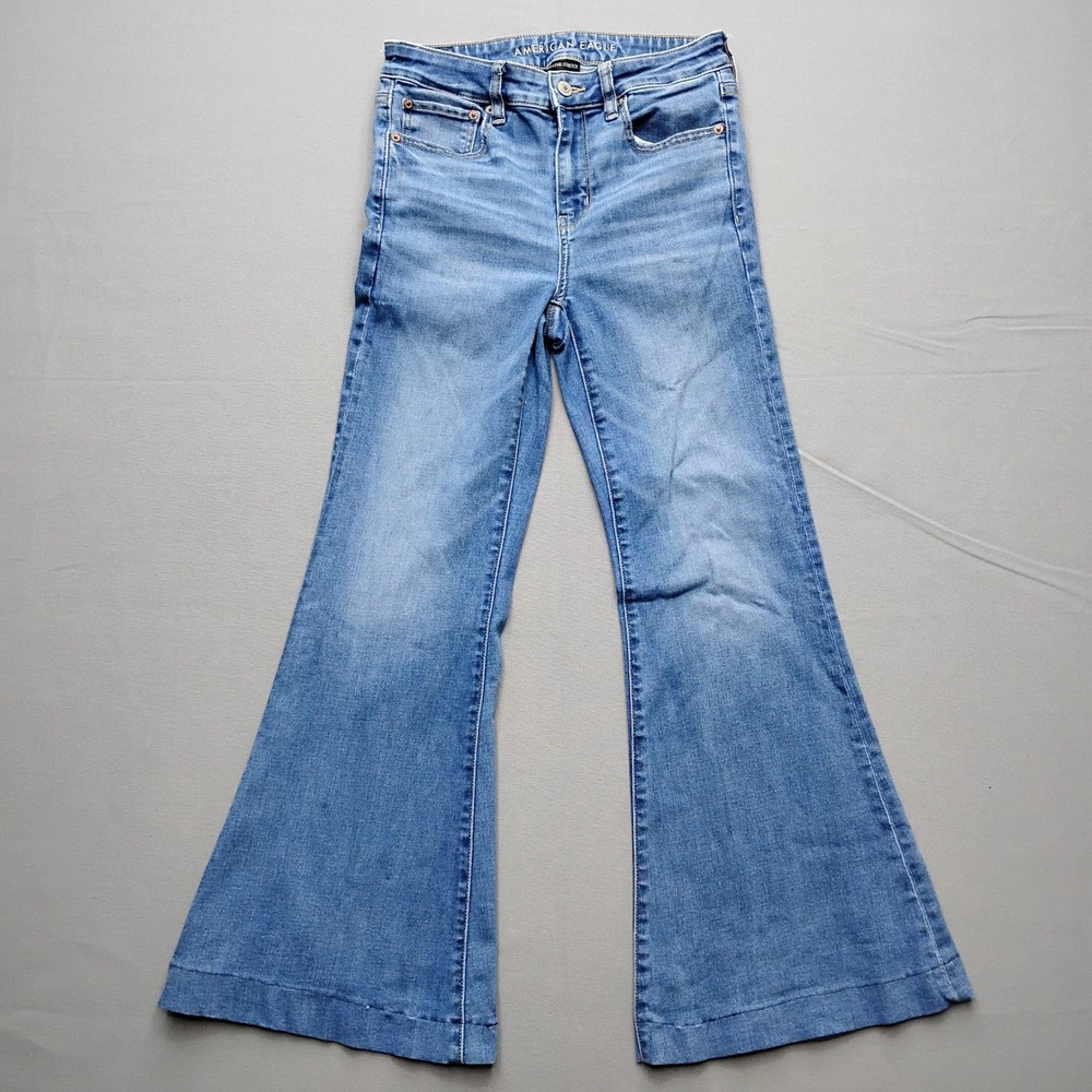 American Eagle Festival Flare Jeans Womens 6 Blue High Rise Next Level Stretch